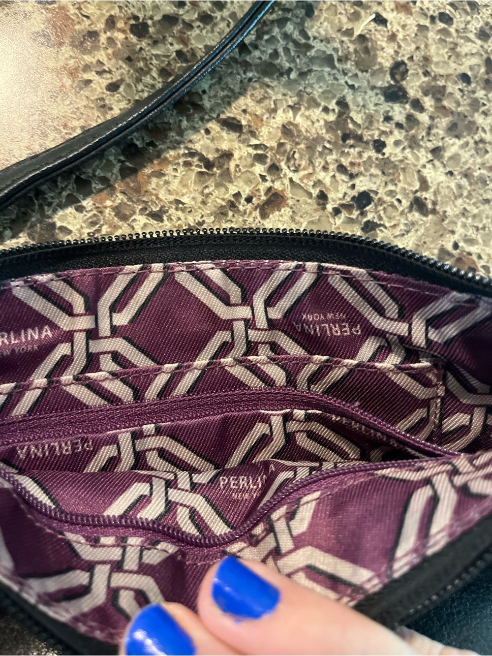 Perlina Purple Patterned Lined Crossbody Interior - Picture 4 of 11